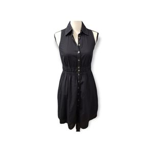 Dark Navy Sleeveless Button Up Cremieux Dress with Kelly Green Stitching Size 2